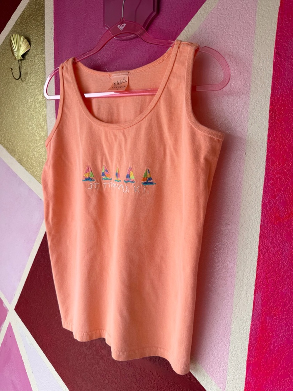 Peach Embroidered Sailboat Tank Top - Picture 3 of 7